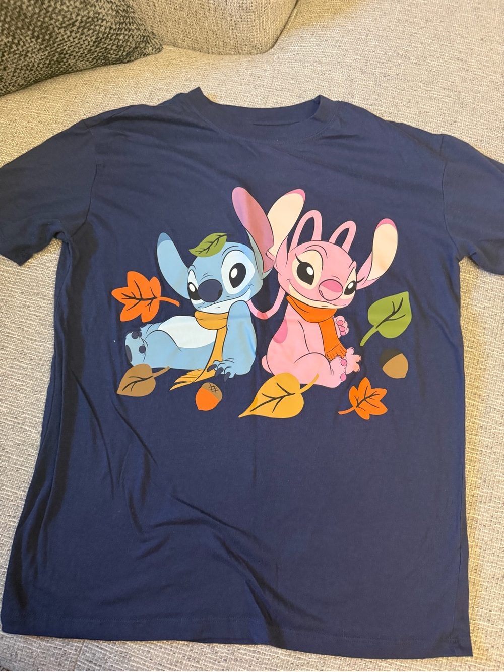 Disney Navy Tee with Blue & Pink Stitch Characters